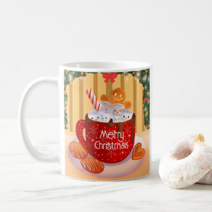 Aangepaste kerstfeestdag met warme chocolade koffiemok