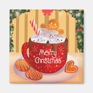 Aangepaste kerstfeestdag met warme chocolade magneet