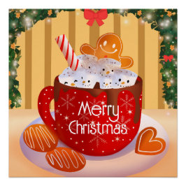 Aangepaste kerstfeestdag met warme chocolade perfect poster