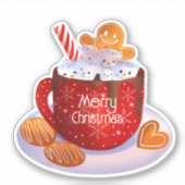 Aangepaste kerstfeestdag met warme chocolade sticker (Voorkant)