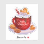 Aangepaste kerstfeestdag met warme chocolade sticker (Vel)