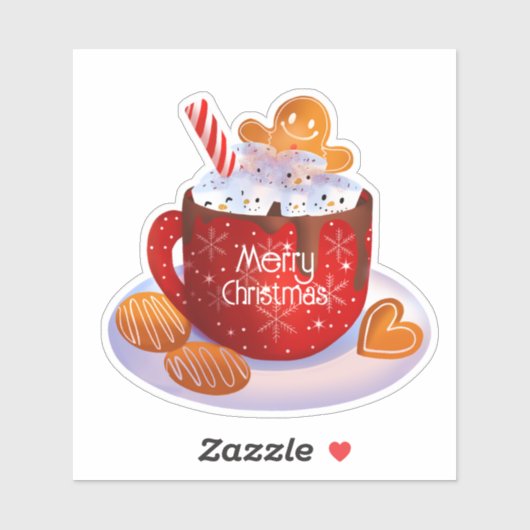 Aangepaste kerstfeestdag met warme chocolade sticker (Vel)