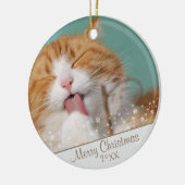 Aangepaste kerstfeestdag met wieltjes voor kattenv keramisch ornament (Links)