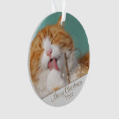 Aangepaste kerstfeestdag met wieltjes voor kattenv ornament (voorkant)