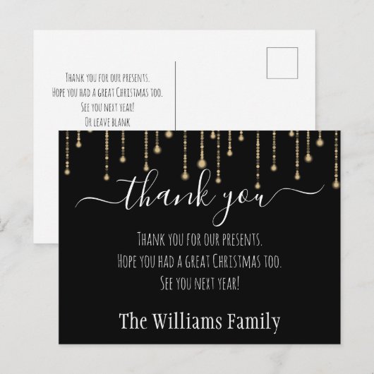 Aangepaste kerstFeestdagen Bedankt Briefkaart (Voorkant / Achterkant)