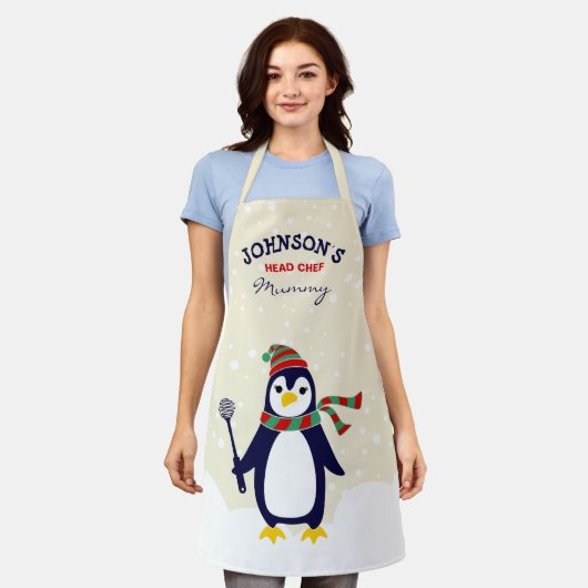 Aangepaste kerstfeestdagen schort (Gedragen)