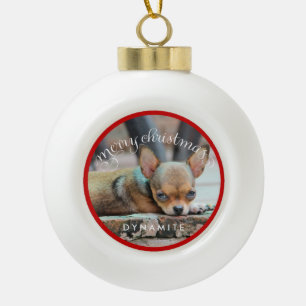 Aangepaste kerstfeestdagen voor honden keramische bal ornament