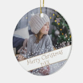 Aangepaste kerstfeestelijke foto keramisch ornament (Links)