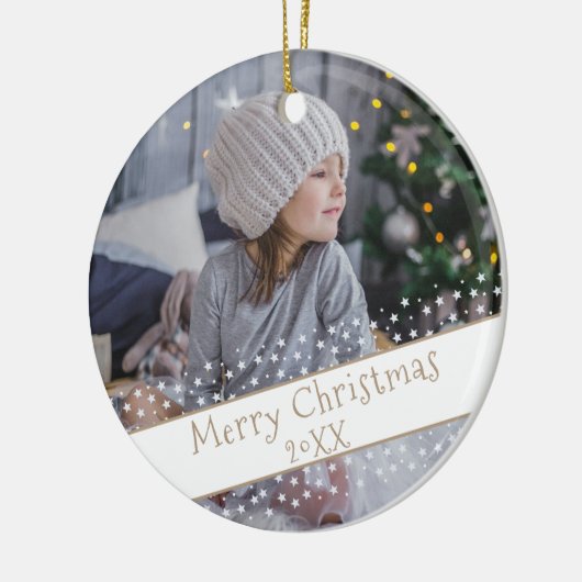 Aangepaste kerstfeestelijke foto keramisch ornament (Links)