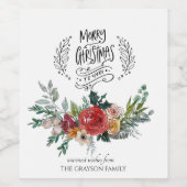 Aangepaste kerstfeestelijke tekenflora wijn etiket (Enkel label)