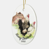 Aangepaste kerstfeestelijke Waterverf Chicken Bird Keramisch Ornament (Links)