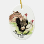Aangepaste kerstfeestelijke Waterverf Chicken Bird Keramisch Ornament (Achterkant)