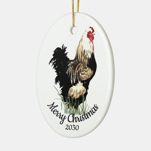 Aangepaste kerstfeestelijke Waterverf Chicken Bird Keramisch Ornament (Links)