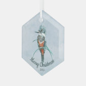 Aangepaste kerstfeestelijke Waterverf Kingfisher B Glas Ornament (Voorkant links)