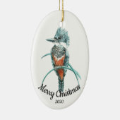 Aangepaste kerstfeestelijke Waterverf Kingfisher B Keramisch Ornament (Rechts)