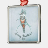 Aangepaste kerstfeestelijke Waterverf Kingfisher B Metalen Ornament (Links)