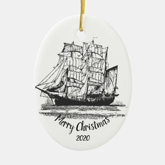 Aangepaste kerstfeestelijke  zeilkunst keramisch ornament (Voorkant)