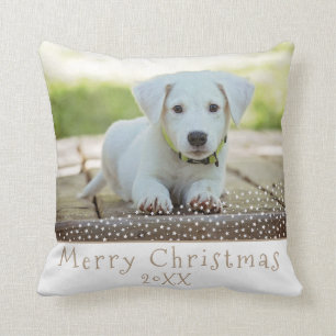 Aangepaste kerstfeestfoto voor puppy kussen