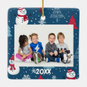 Aangepaste kerstfoto 5 x 7 jaar keramisch ornament (Achterkant)