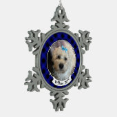 Aangepaste kerstfoto Blauw en zwart-witpakket Tin Sneeuwvlok Ornament (Links)