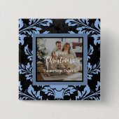 Aangepaste kerstfoto blauw vierkante button 5,1 cm (Voorkant)