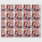 Aangepaste kerstfoto-collage cadeaupapier (Vlak)