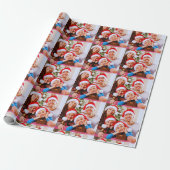 Aangepaste kerstfoto-collage cadeaupapier (Uitgerold)