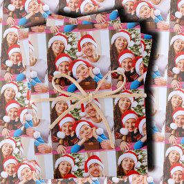 Aangepaste kerstfoto-collage inpakpapier vel