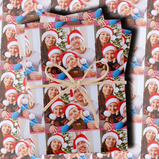 Aangepaste kerstfoto-collage inpakpapier vel