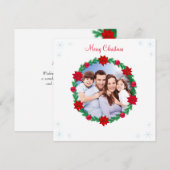 Aangepaste kerstfoto, dennenkrans en poinsettia's (Voorkant / Achterkant)