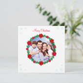 Aangepaste kerstfoto, dennenkrans en poinsettia's (Staand voorkant)