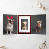 Aangepaste kerstfoto drieluik kaart (Binnen)