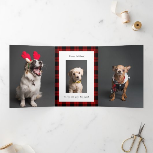 Aangepaste  kerstfoto drieluik kaart (Binnen)