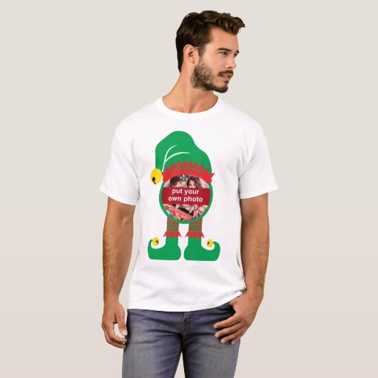 Aangepaste kerstfoto Elf T-shirt (Voorkant volledig)
