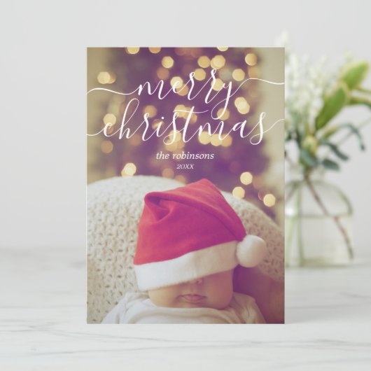 Aangepaste kerstfoto feestdagenkaart (Staand voorkant)