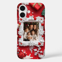 Aangepaste Kerstfoto Feestelijke Rood Wit iPhone 16 Hoesje