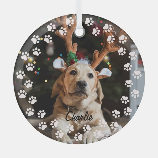 Aangepaste kerstfoto glas ornament (Voorkant)