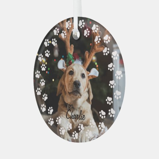 Aangepaste kerstfoto glas ornament (Voorkant links)