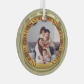Aangepaste Kerstfoto Gouden Foto Glas Ornament (Voorkant Rechts)