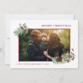 Aangepaste kerstfoto Greenery Feestdagenkaart (Voorkant)