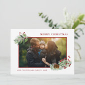 Aangepaste kerstfoto Greenery Feestdagenkaart (Staand voorkant)