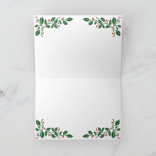 Aangepaste kerstfoto Holly Berries Feestdagen Kaart (Binnen)