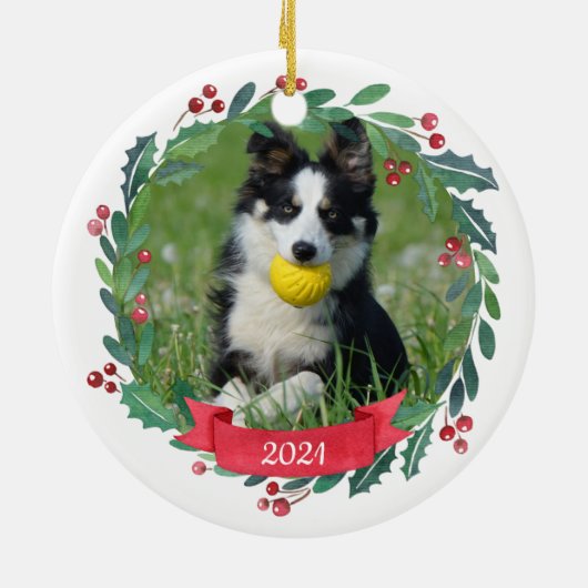 Aangepaste kerstfoto-ingang  keramisch ornament (Achterkant)