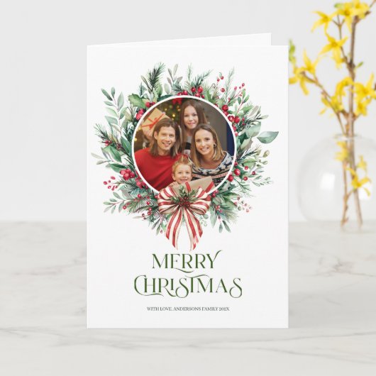 Aangepaste kerstfoto kaart (Gele Bloem)