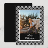 Aangepaste kerstfoto kaart in modern ruitpatroon (Voorkant / Achterkant)