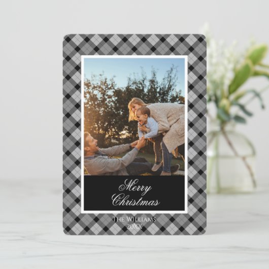 Aangepaste kerstfoto kaart in moderne ruit (Staand voorkant)