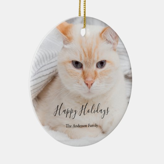 Aangepaste kerstfoto keramisch ornament (Rechts)