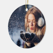 Aangepaste kerstfoto keramisch ornament (Links)