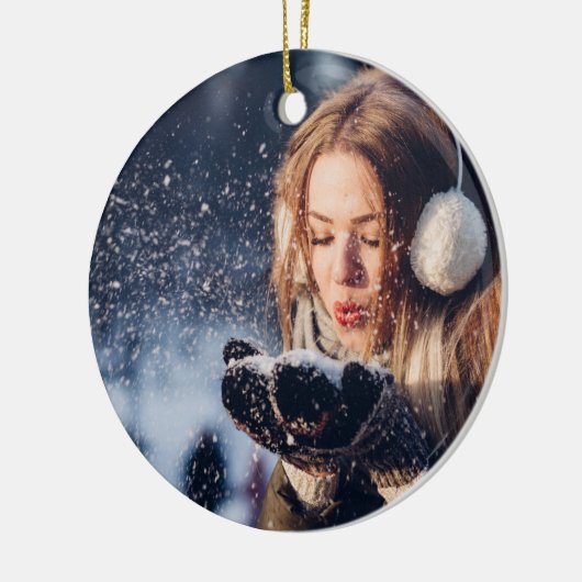 Aangepaste kerstfoto keramisch ornament (Links)