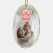 Aangepaste kerstfoto keramisch ornament (Links)